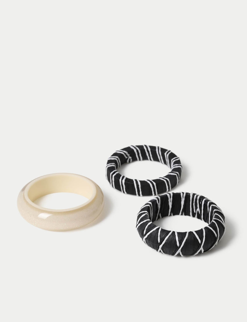 Raffia resin bangles 3 pack (British brand)