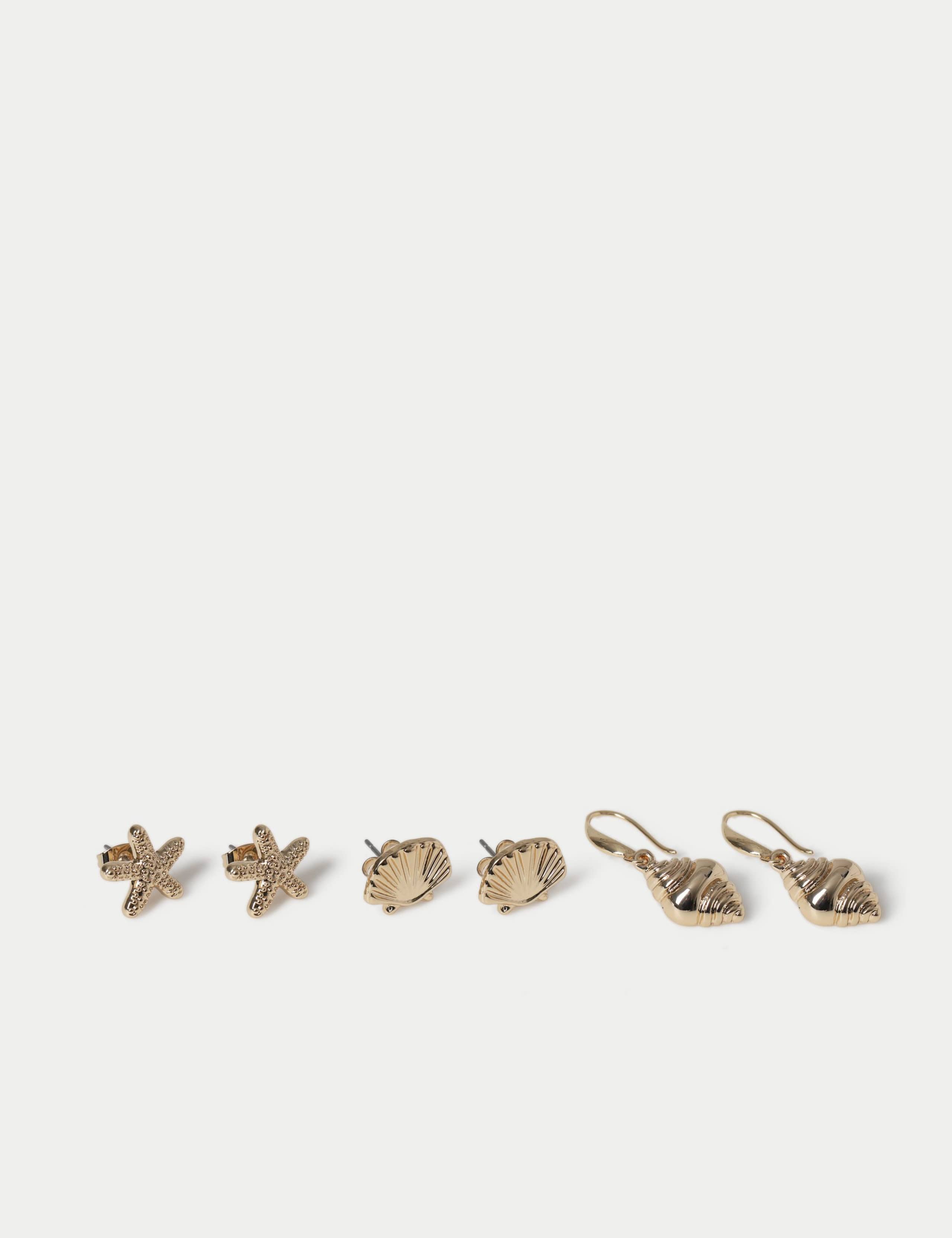 Shell starfish earrings 3 pack, imported from the UK