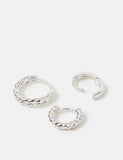 Accessorize 3 pack sterling silver plated hoop earrings set, imported from the UK