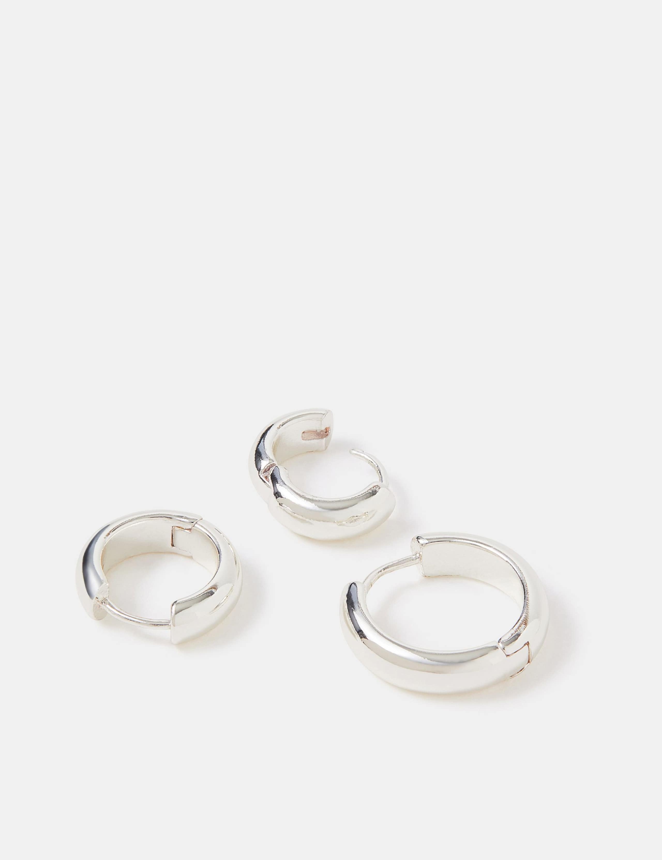 Accessorize 3 pack sterling silver plated hoop earrings 1.5 cm (British brand)