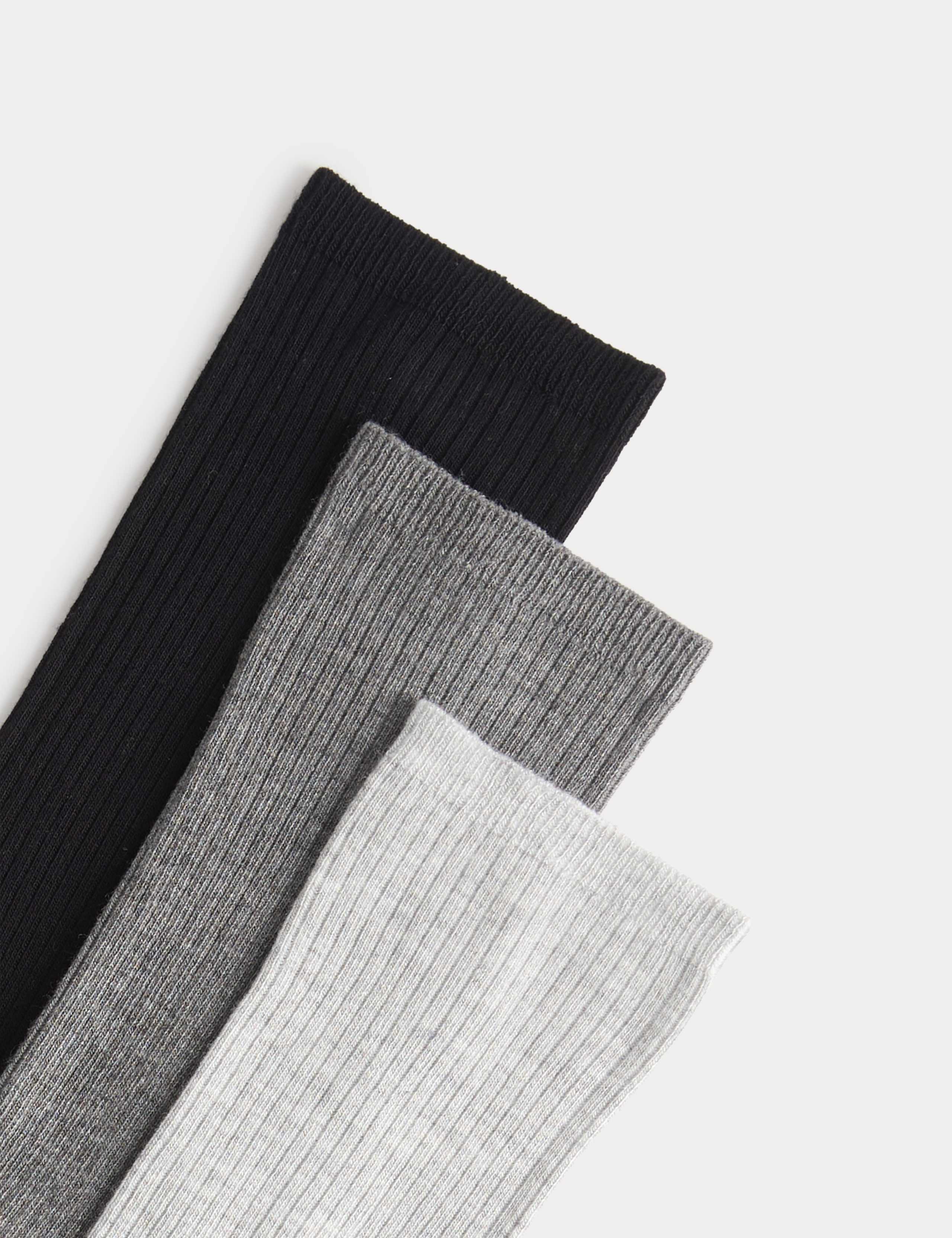 M&S 3 pack supersoft ribbed crew socks - British product