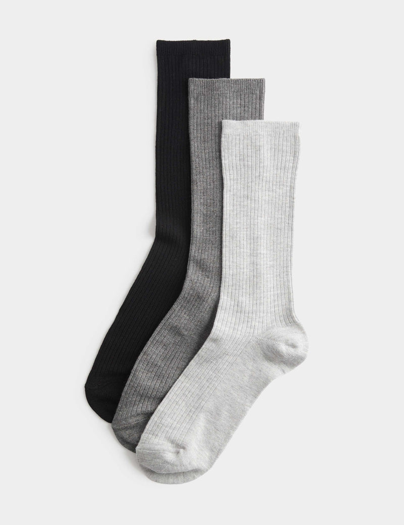 M&S 3 pack supersoft ribbed crew socks - British product