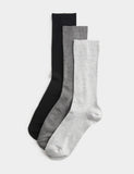 M&S 3 pack supersoft ribbed crew socks - British product