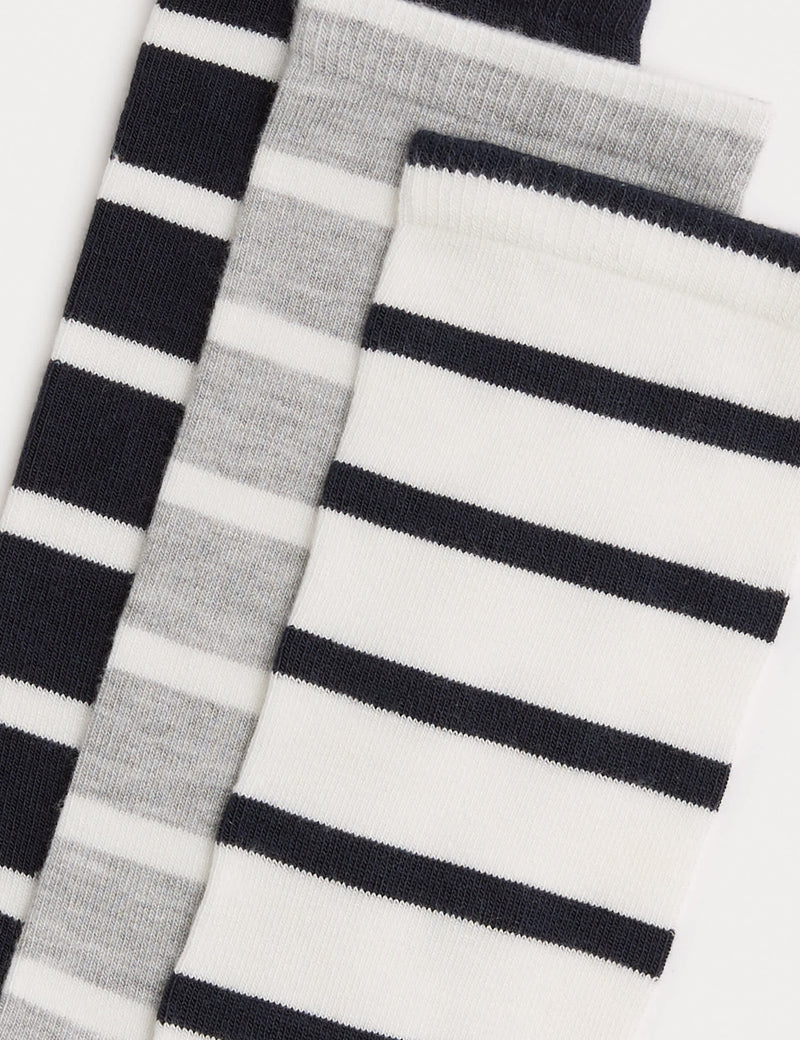 M&S supersoft striped crew socks pack of 3 - British product