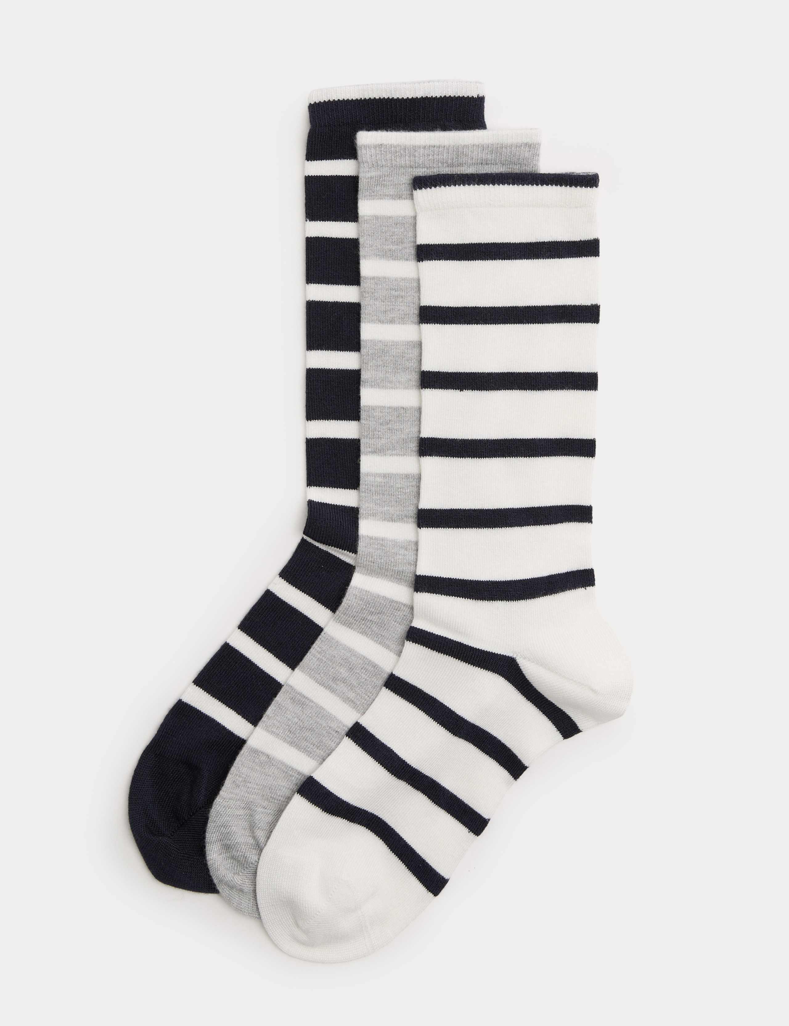 M&S supersoft striped crew socks pack of 3 - British product