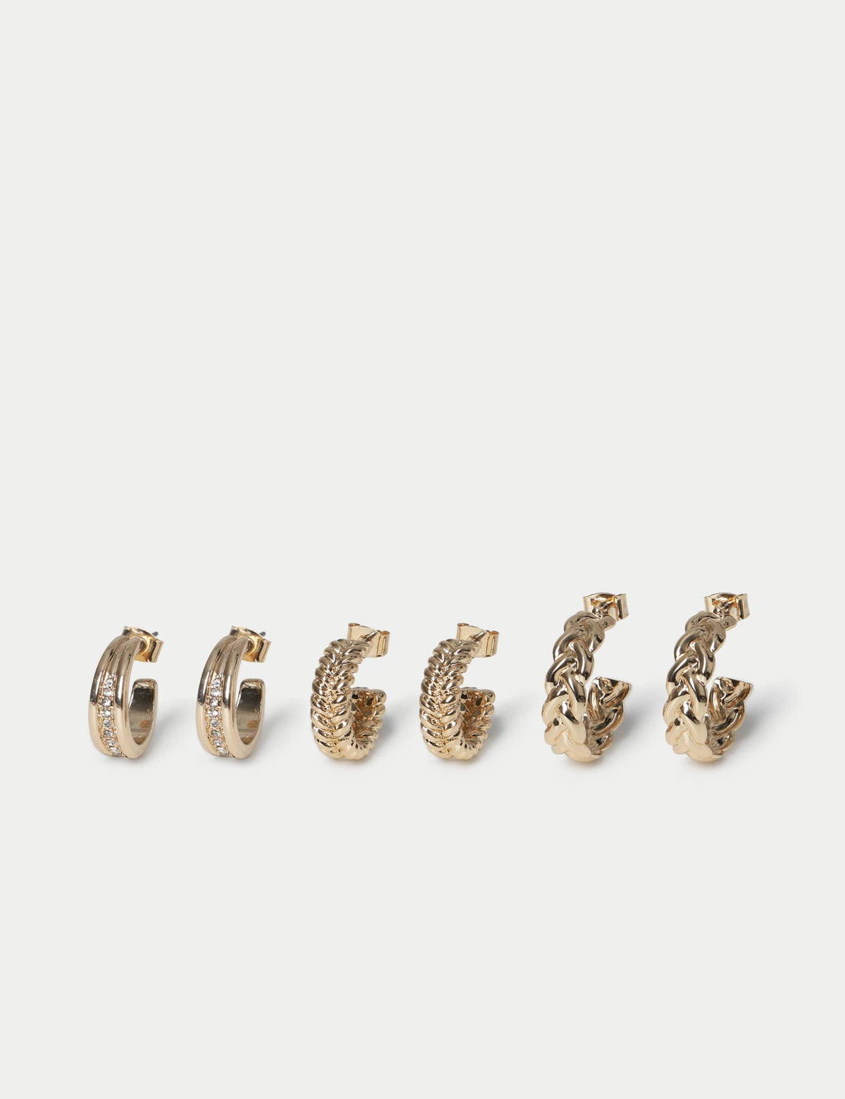 Textured stone hoop earrings multipack of three, UK version