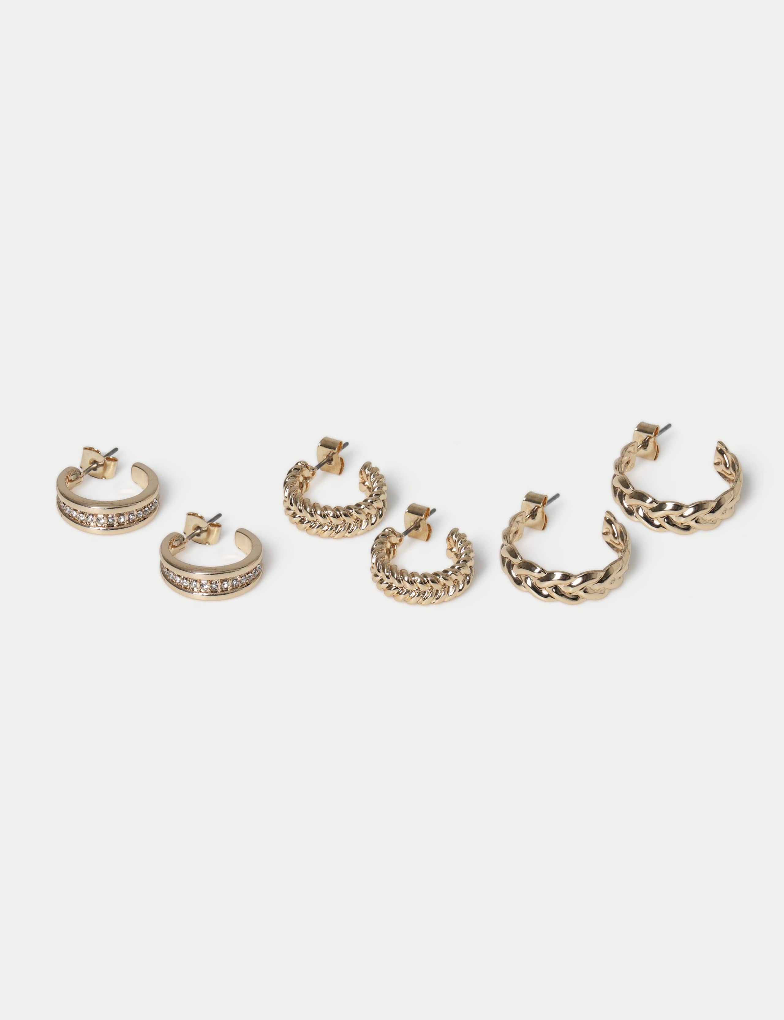Textured stone hoop earrings multipack of three, UK version