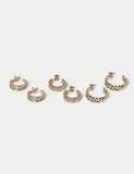 Textured stone hoop earrings multipack of three, UK version