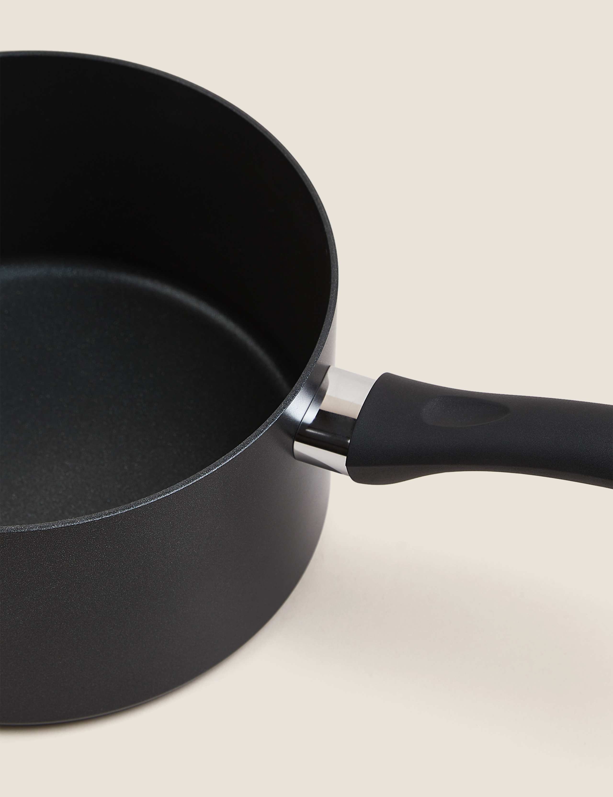 Black aluminium non-stick saucepan set 16cm 18cm 20cm, imported from the UK