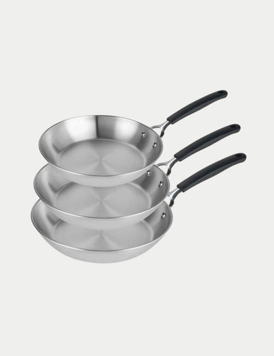 M&S Prestige 3 Piece Made to Last Stainless Steel Frying Pan Set- Buy online at McGrocer