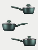 Prestige 3-piece non-stick saucepans with glass lids - British product