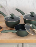 Prestige 3-piece non-stick saucepans with glass lids - British product