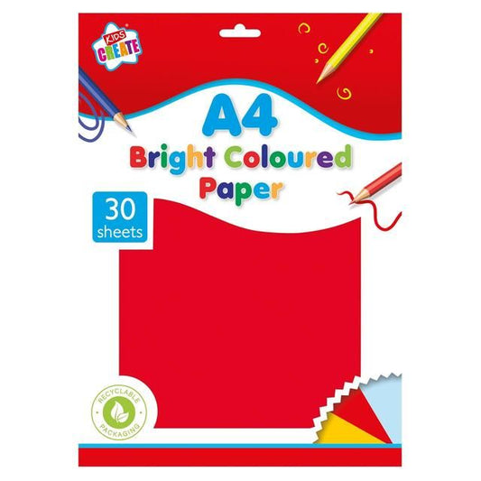 30 Sheets A4 Bright Coloured Paper   30 per pack