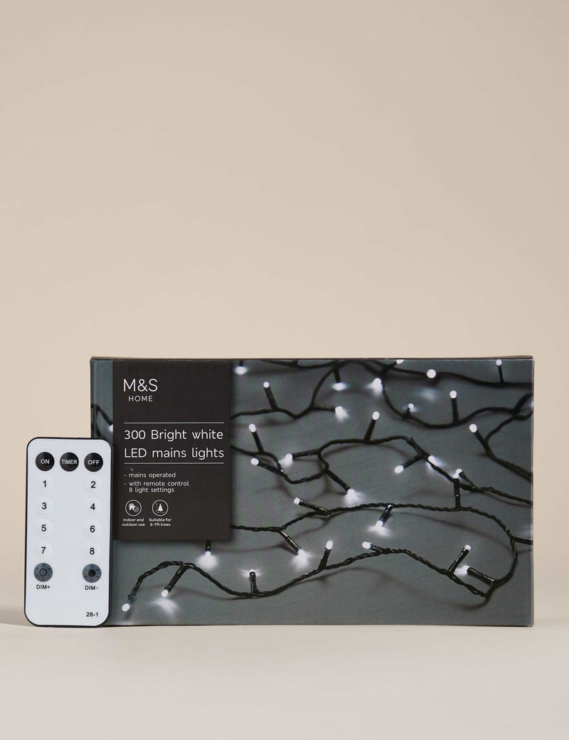 Bright white LED string lights, 300 lights, (British brand)