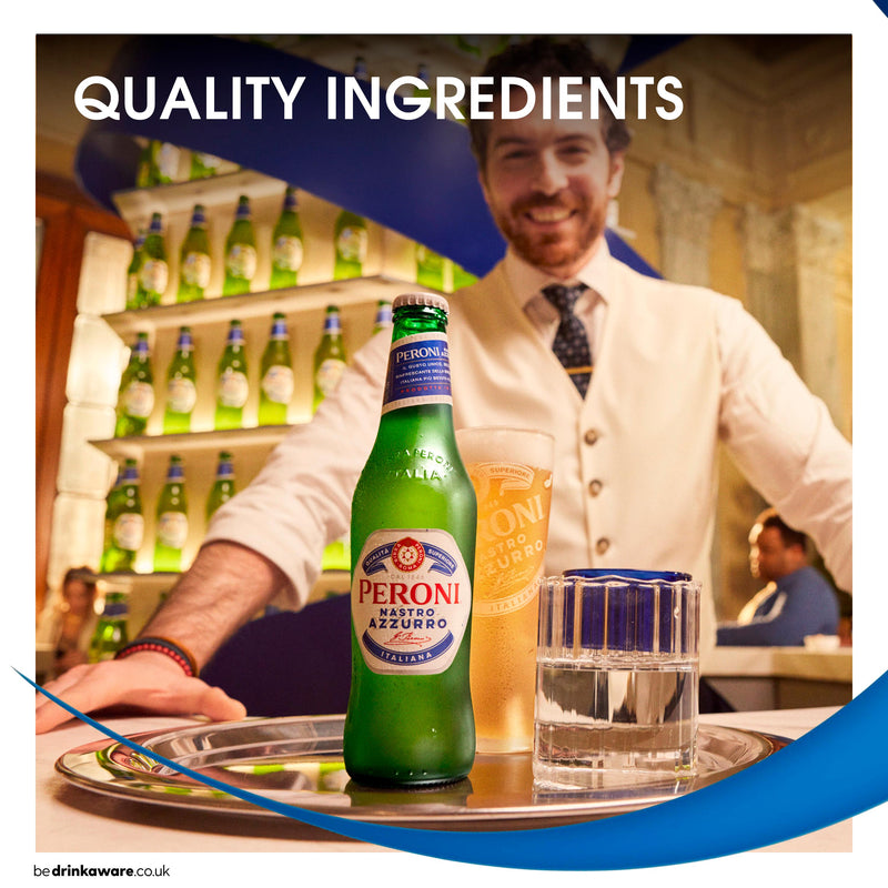 Peroni Nastro Azzurro Italian lager beer 620ml, UK version