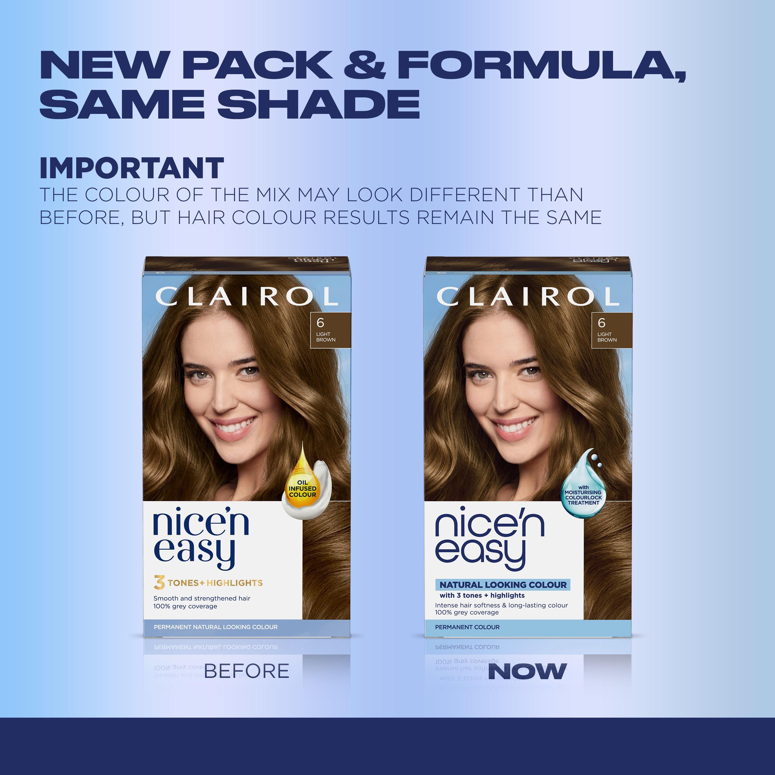 Clairol Nice'N Easy Light Brown 6 hair dye - British product