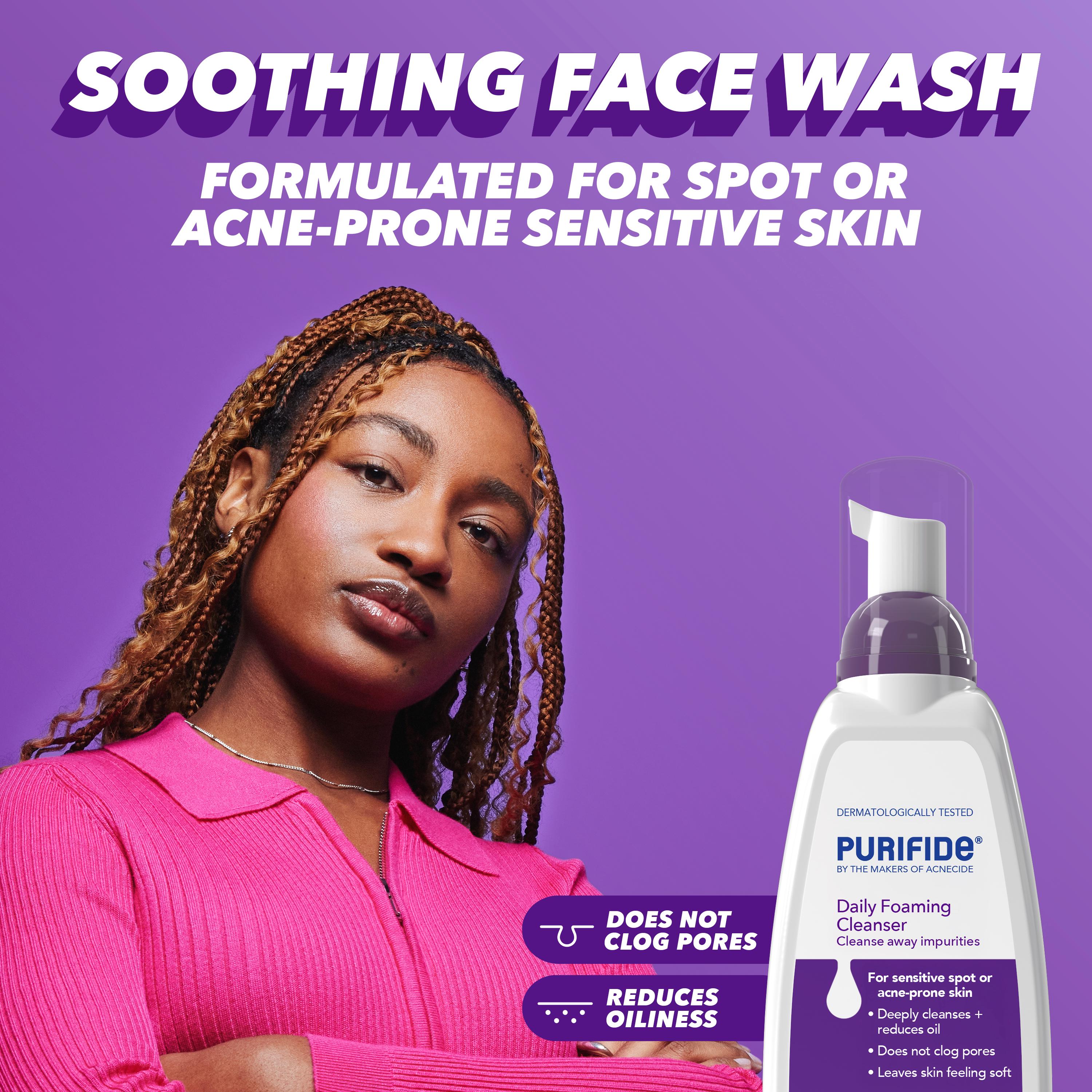 Purifide Daily Cleanser 235ml foaming face wash for acne-prone skin, imported from the UK