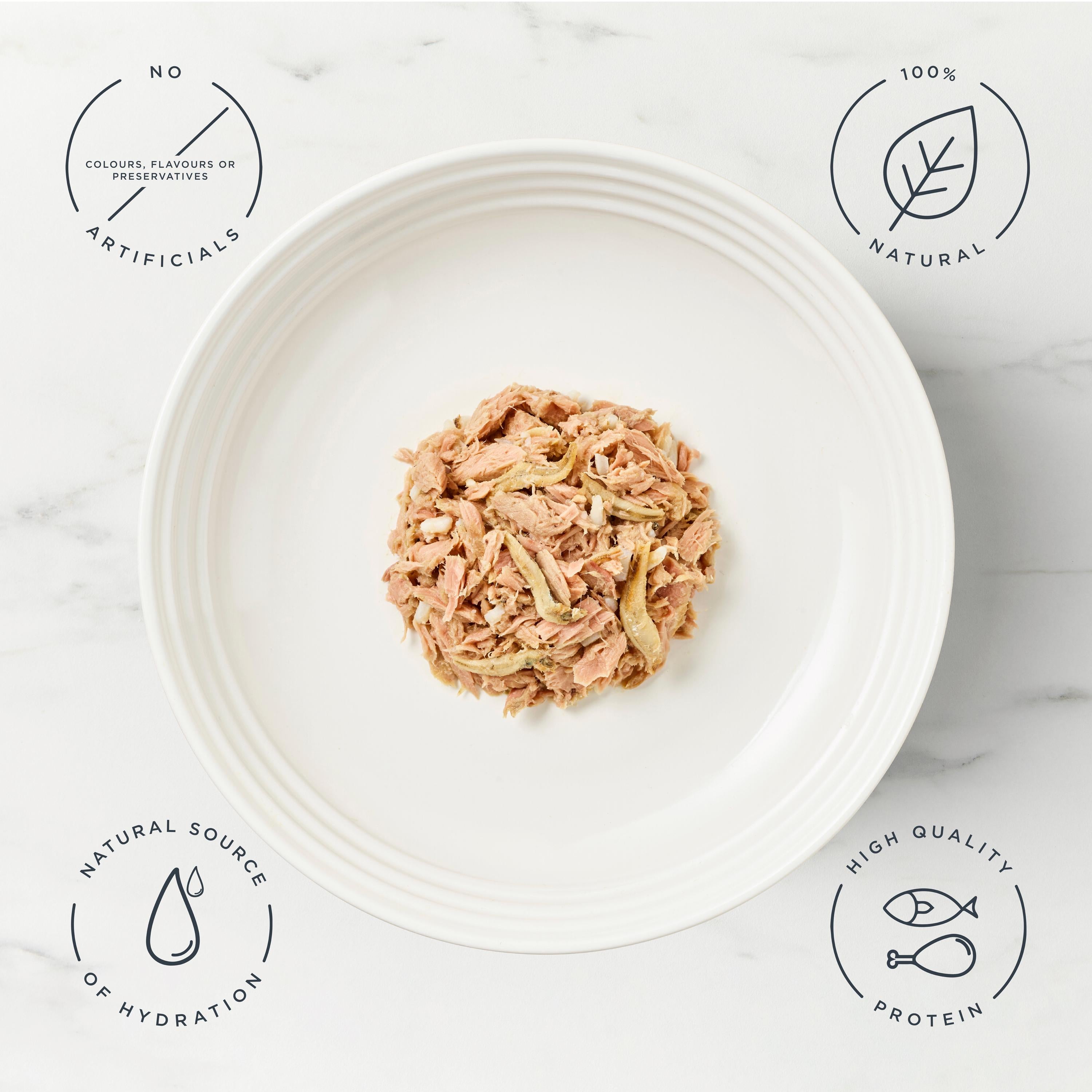 Encore cat food tuna whitebait in broth 70g (British brand)