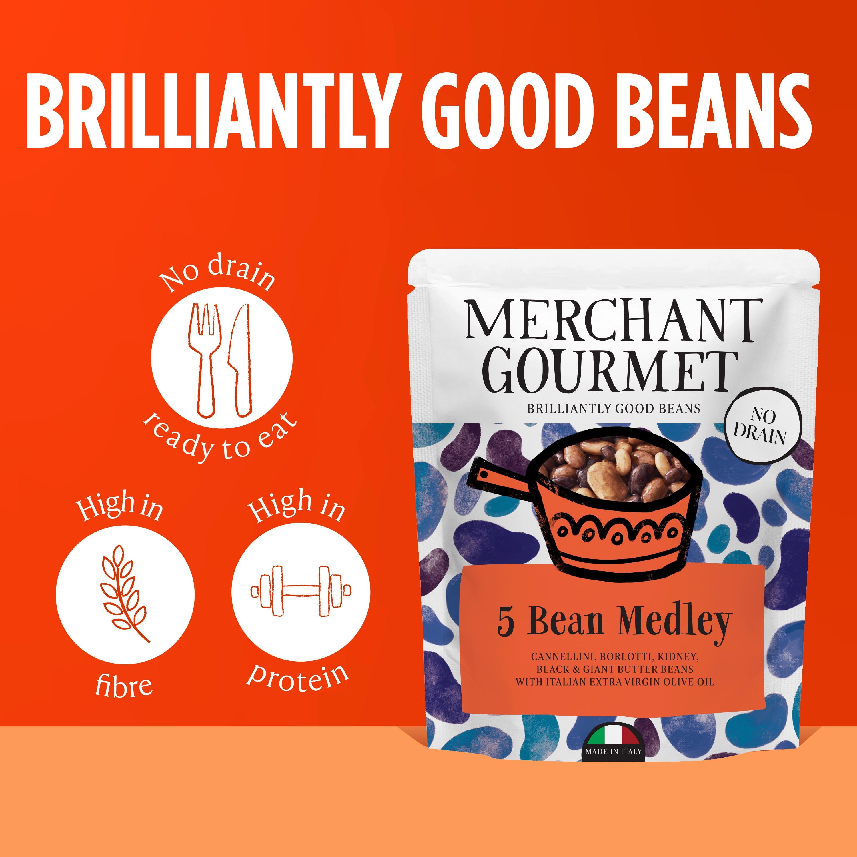 Merchant Gourmet 5 Bean Medley 240g, imported from the UK