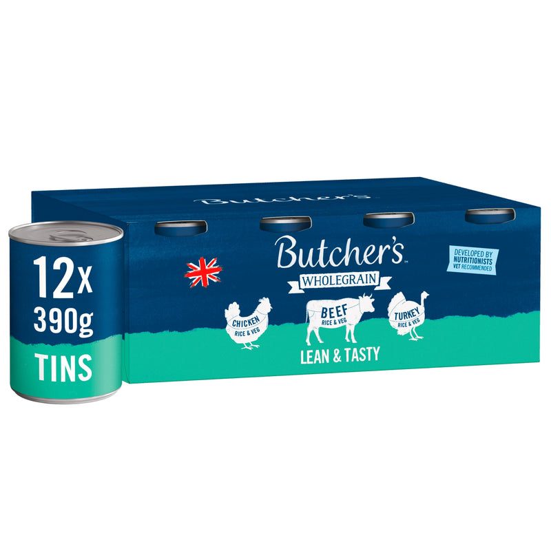 Butcher's Lean & Tasty dog food 12 pack, imported from the UK