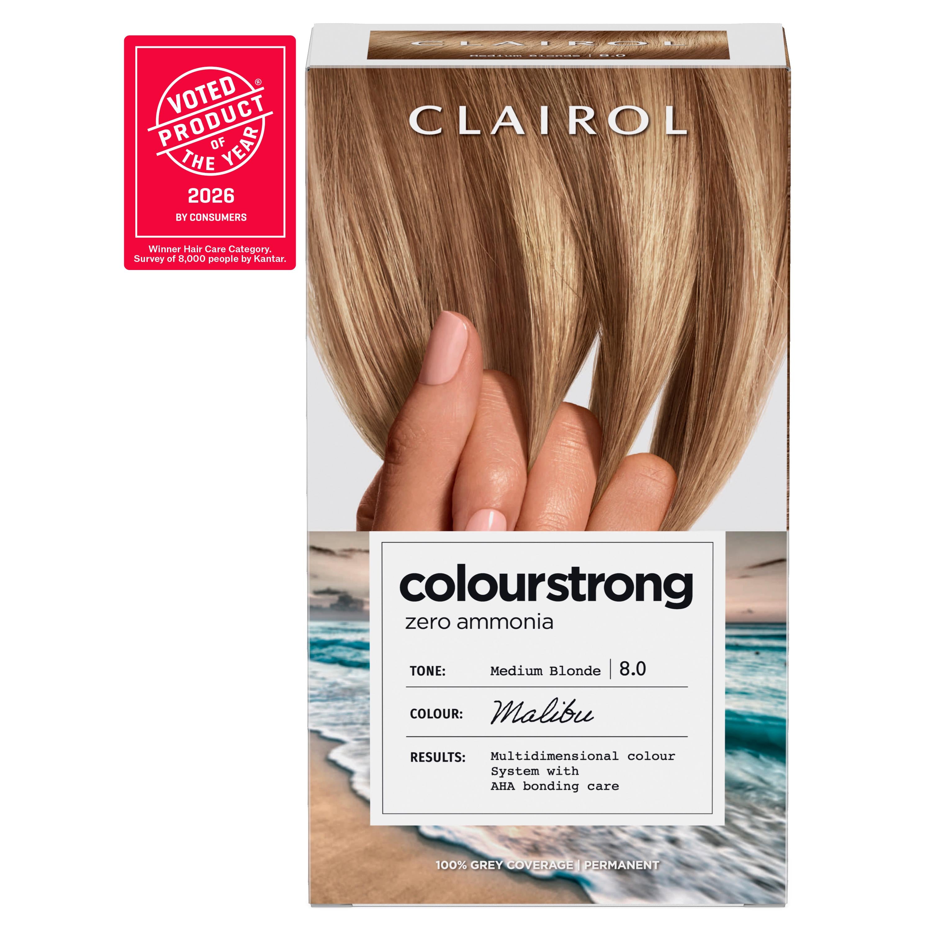 Clairol Colour Strong Medium Blonde 8.0 permanent hair dye - British product
