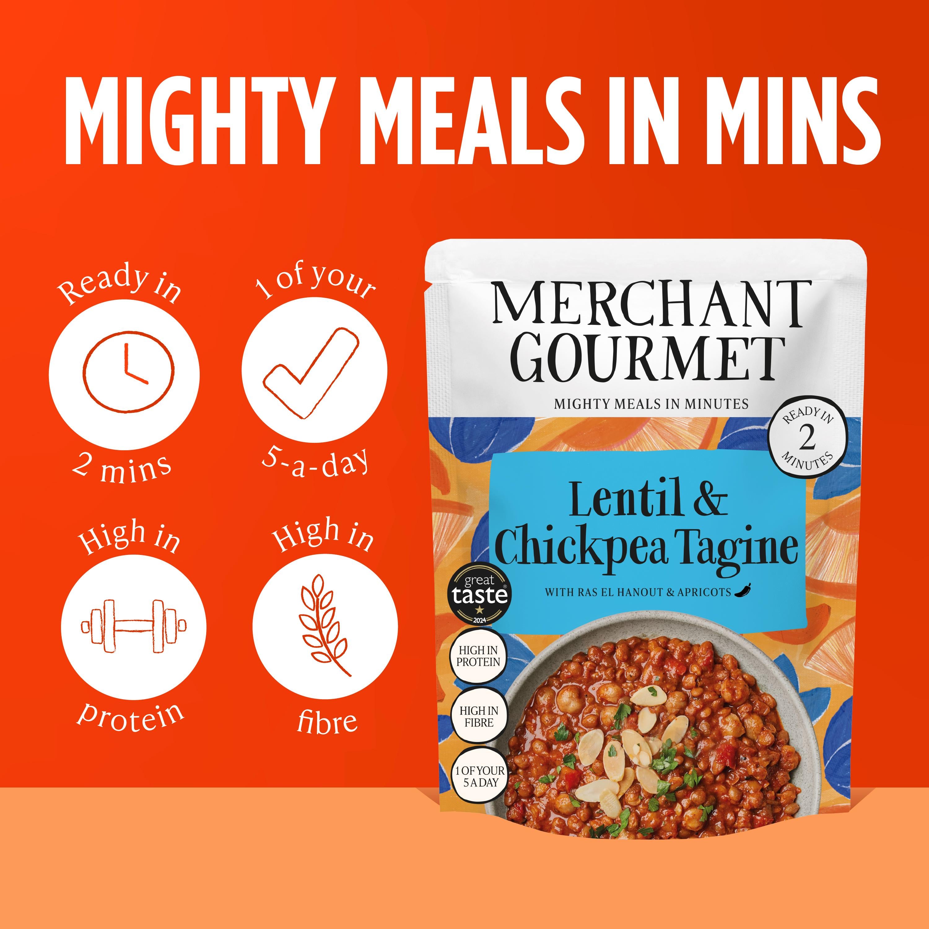 Merchant Gourmet Lentil Chickpea Tagine 280g, imported from the UK