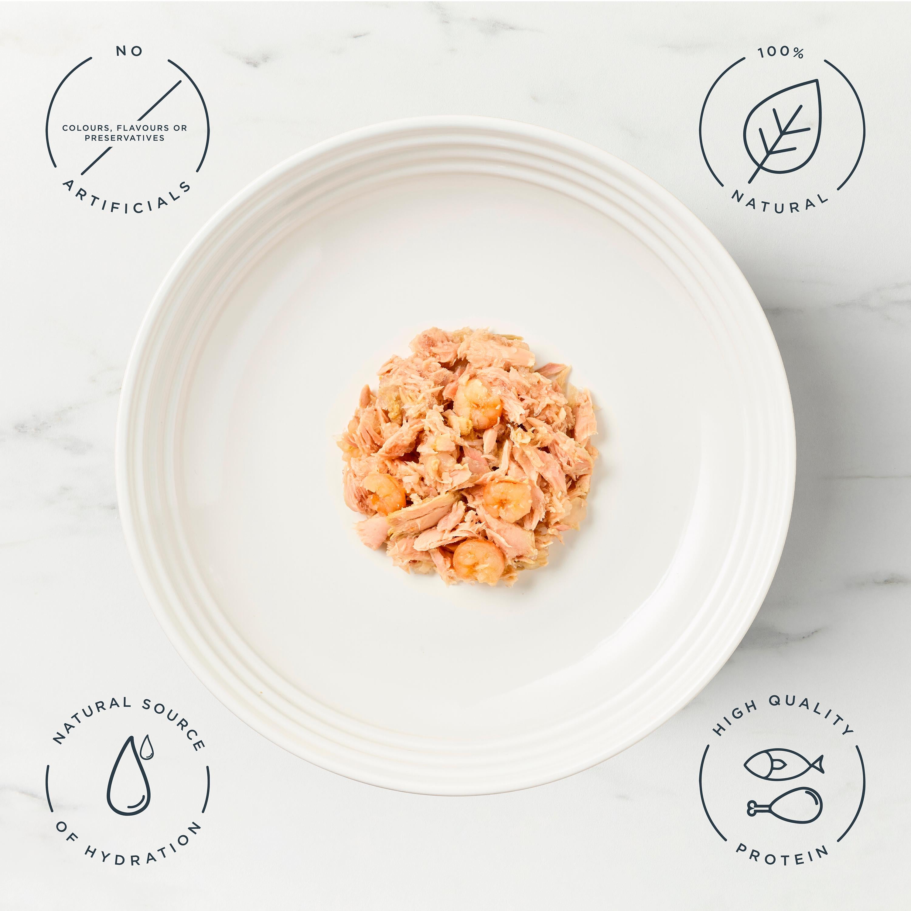 Encore Tuna Prawn cat food 70g, imported from the UK