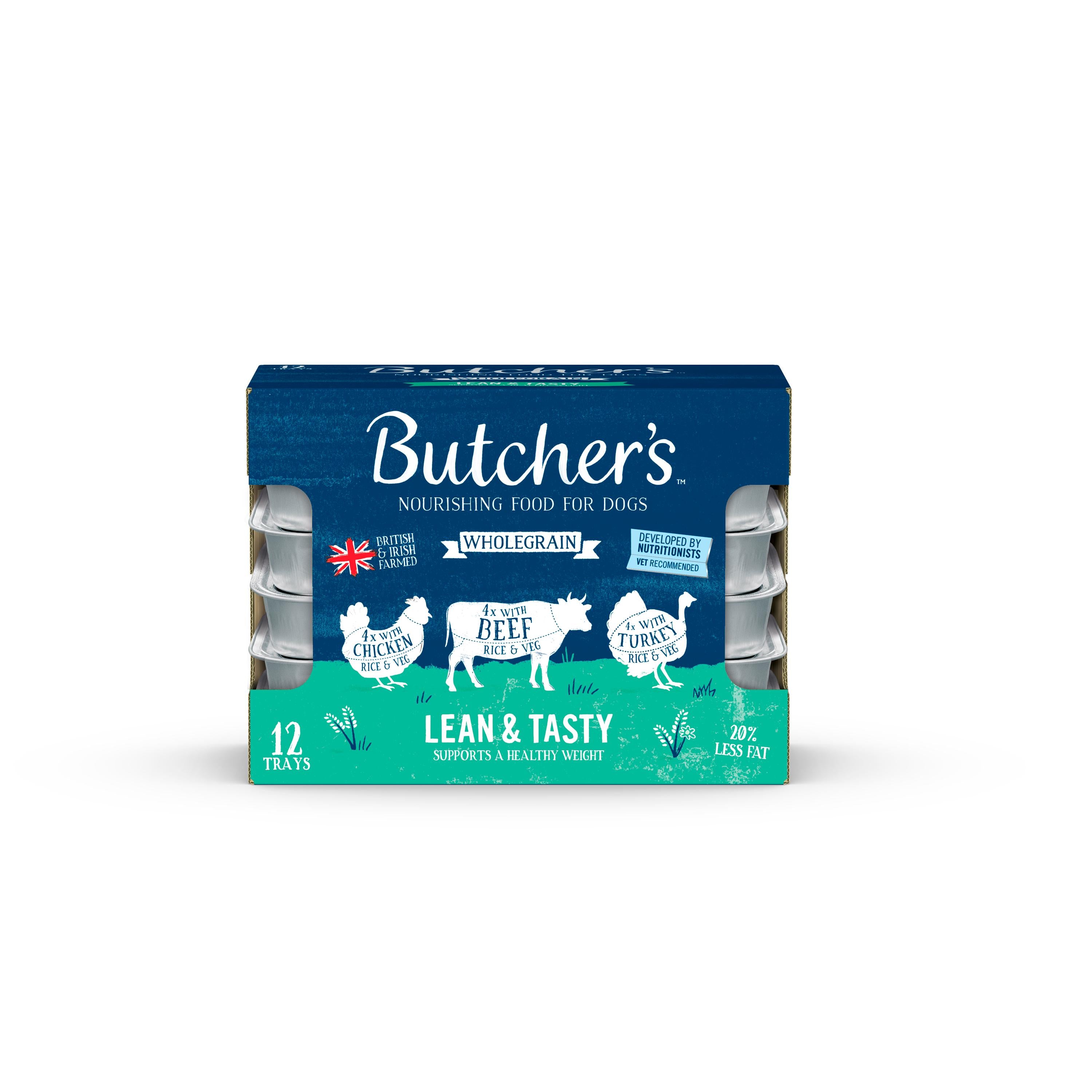 Butcher's Lean & Tasty low fat dog food trays 12x150g (British brand)