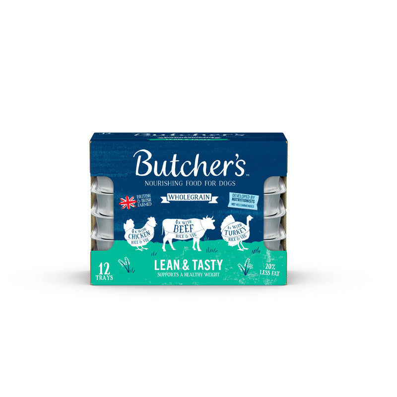 Butcher's Lean & Tasty low fat dog food trays 12x150g (British brand)