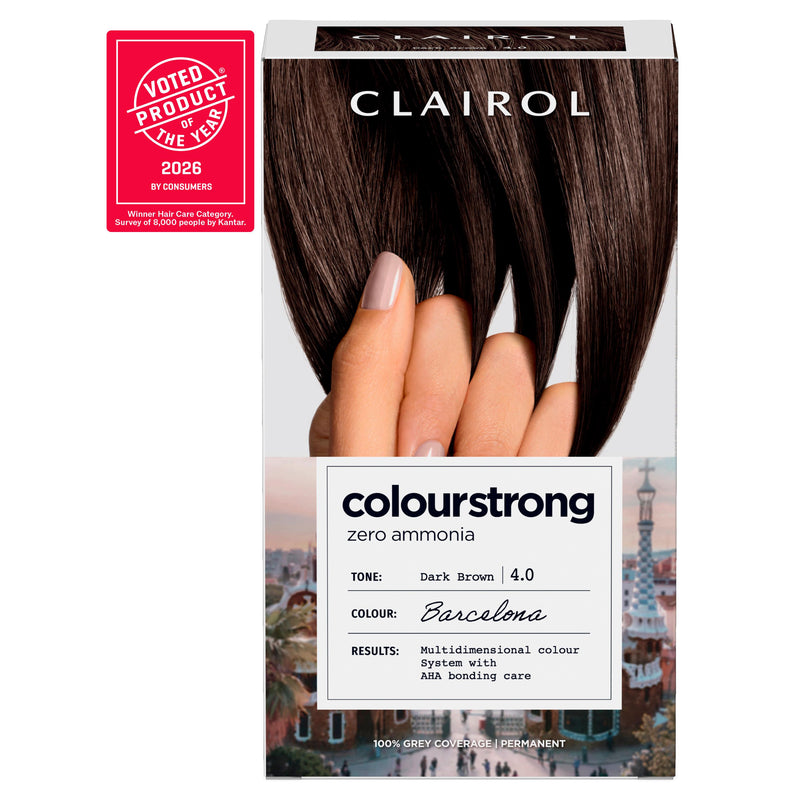 Clairol Colour Strong dark brown permanent hair dye - British product