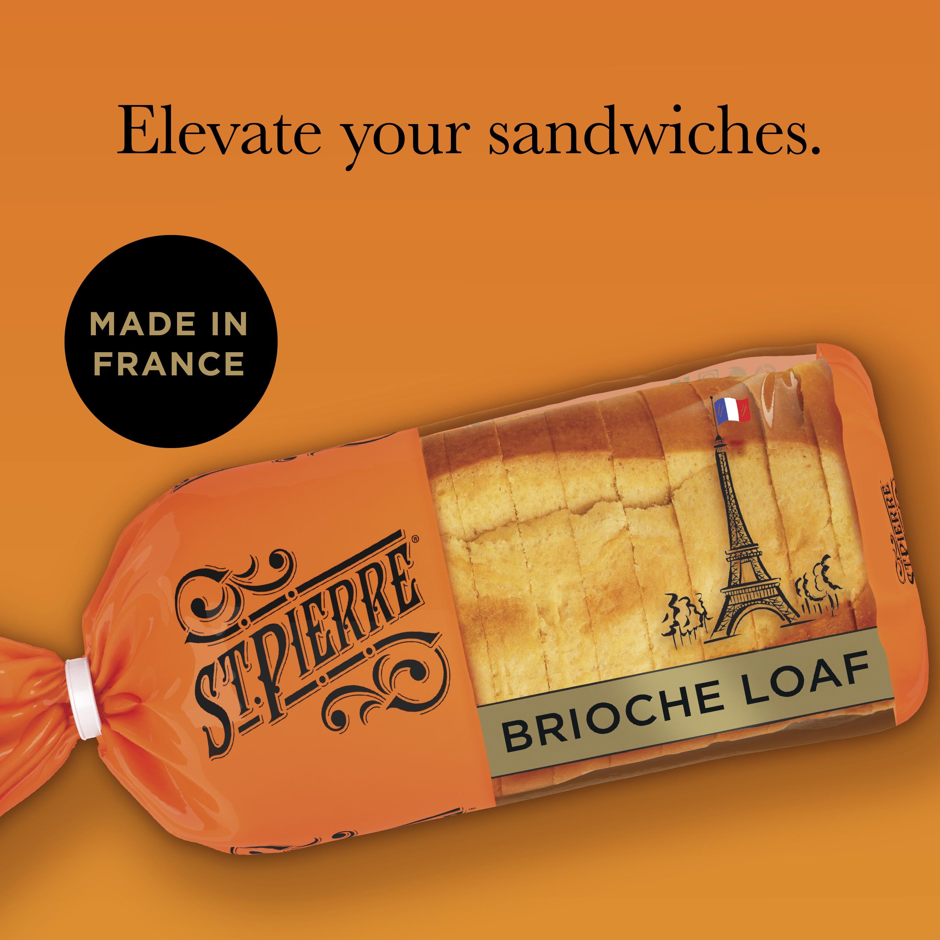 St Pierre sliced brioche loaf 500g packaged for freshness (British brand)