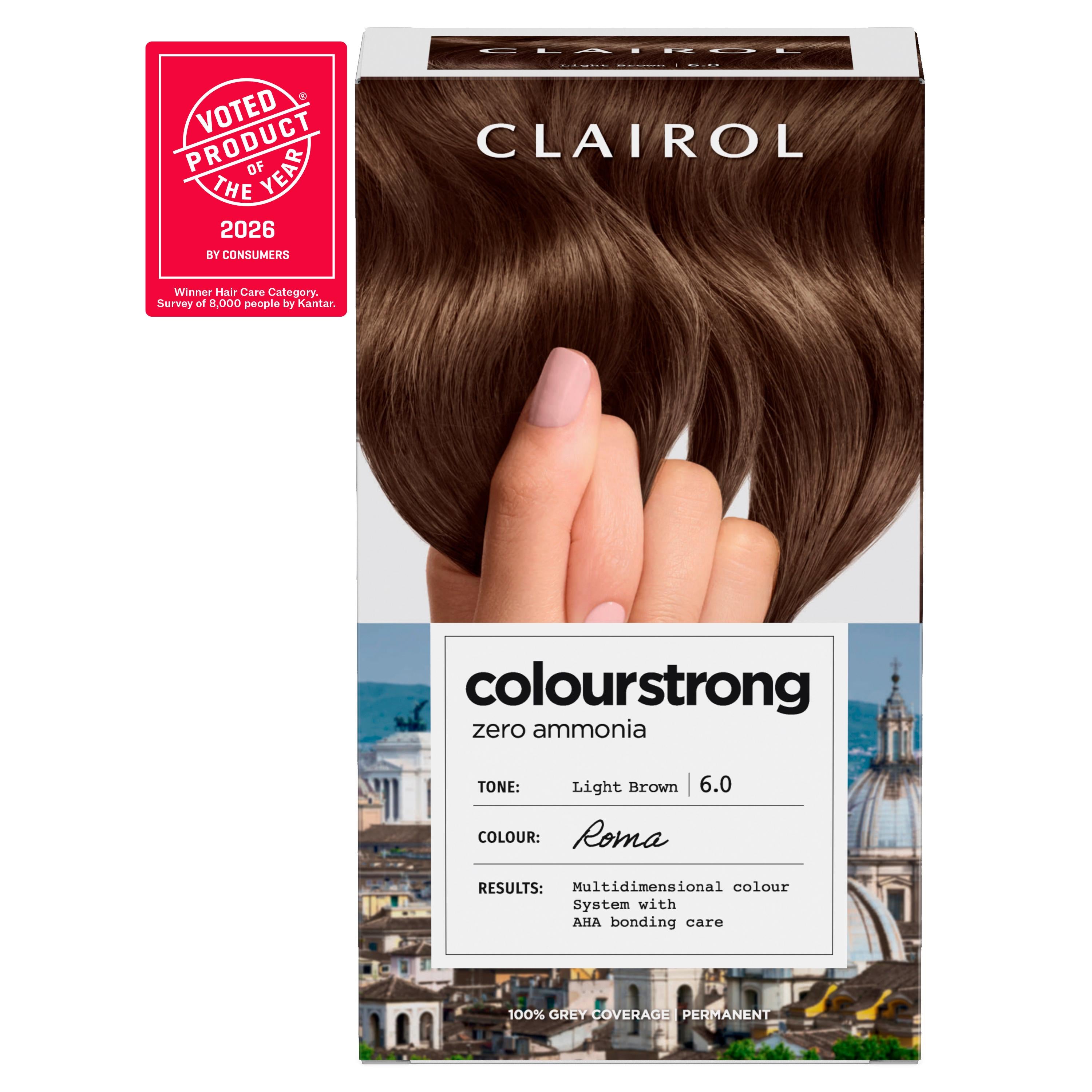 Clairol Colour Strong Light Brown 6.0 permanent hair dye, UK version