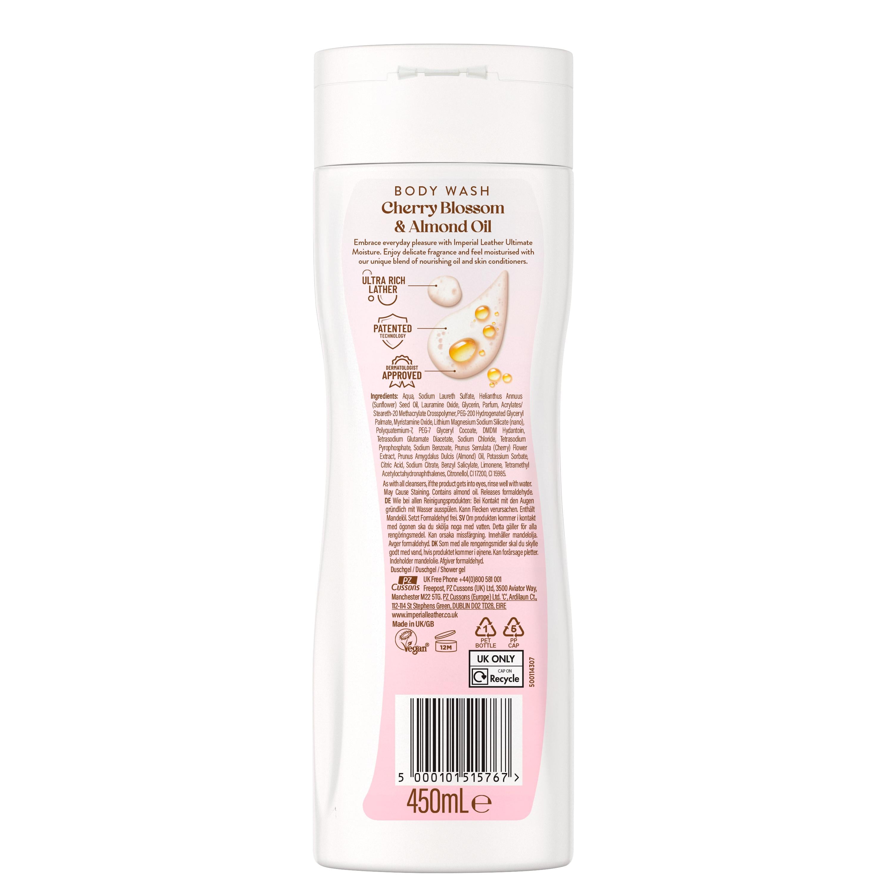 Imperial Leather Cherry Blossom body wash 450ml, imported from the UK