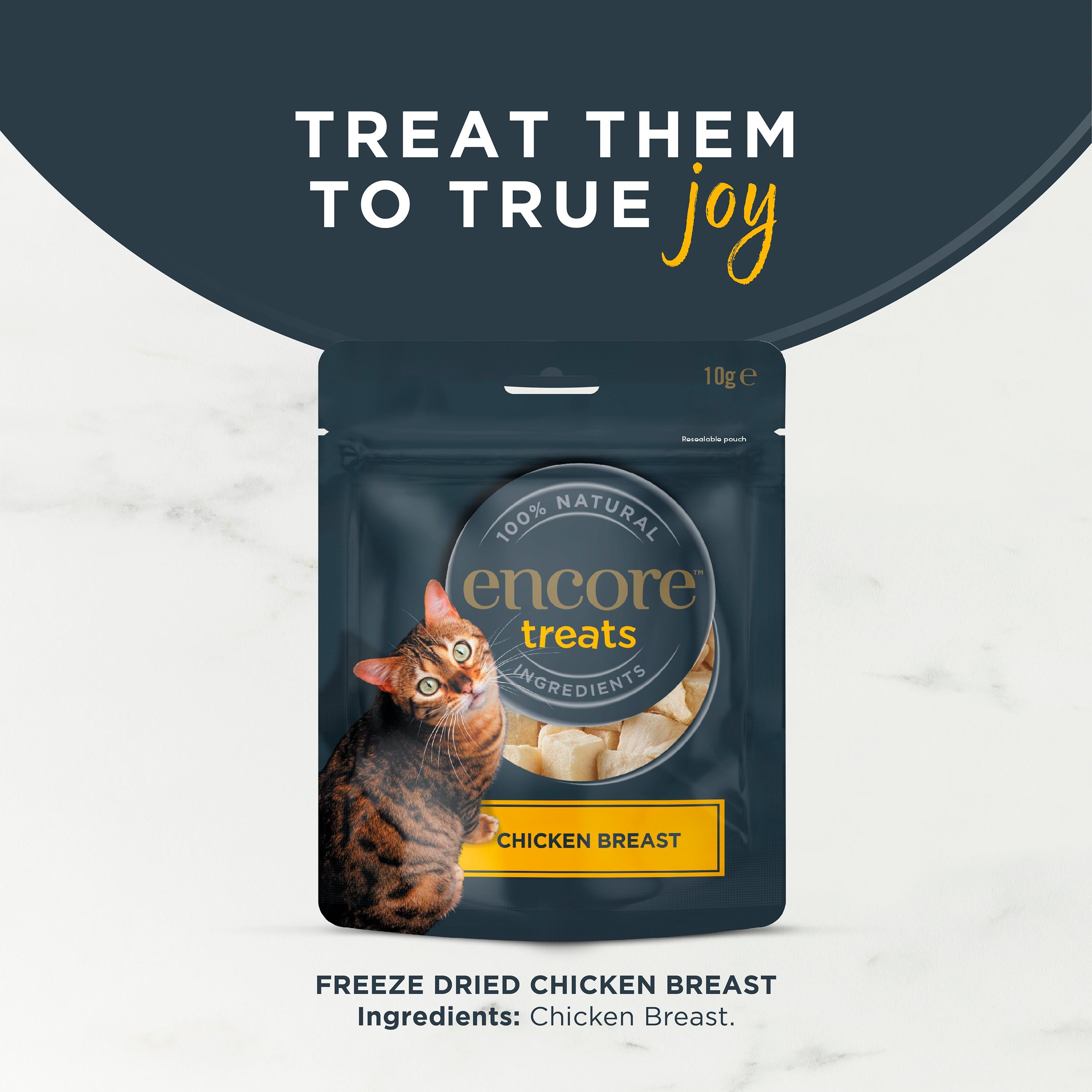 Encore freeze dried chicken breast cat treats 10g (British brand)
