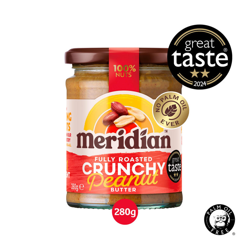 Meridian Crunchy Peanut Butter 280g, imported from the UK