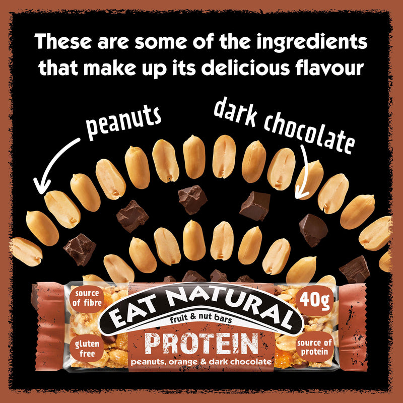 Eat Natural protein cereal bar peanuts orange dark chocolate 3x40g, imported from the UK