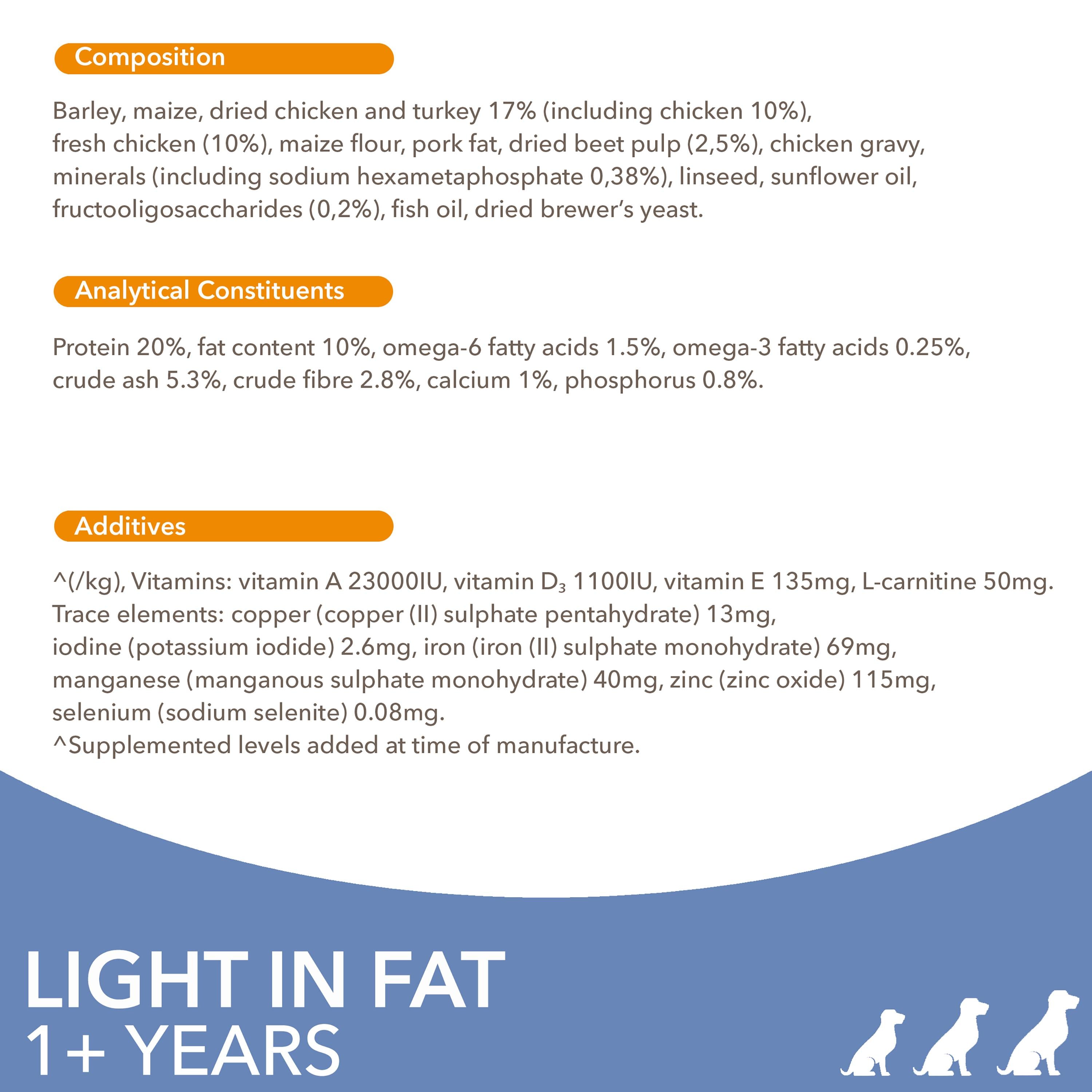IAMS weight control dog food 2kg, imported from the UK