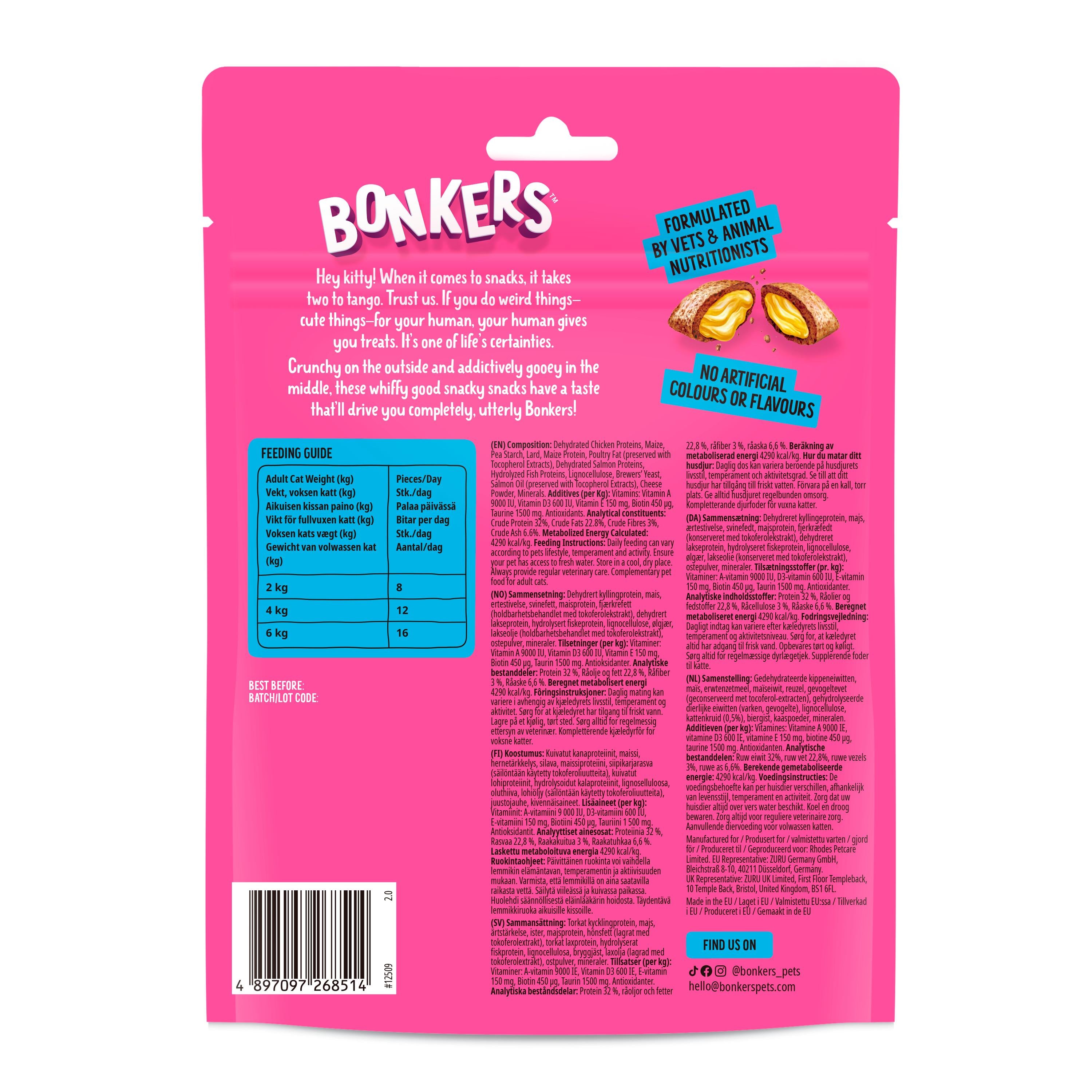 Bonkers Salmon Supreme Cat Treats 180g - British product