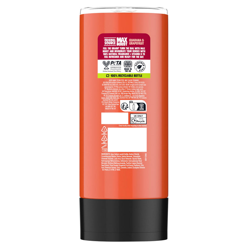 Original Source shower gel Guarana Grapefruit 400ml, imported from the UK