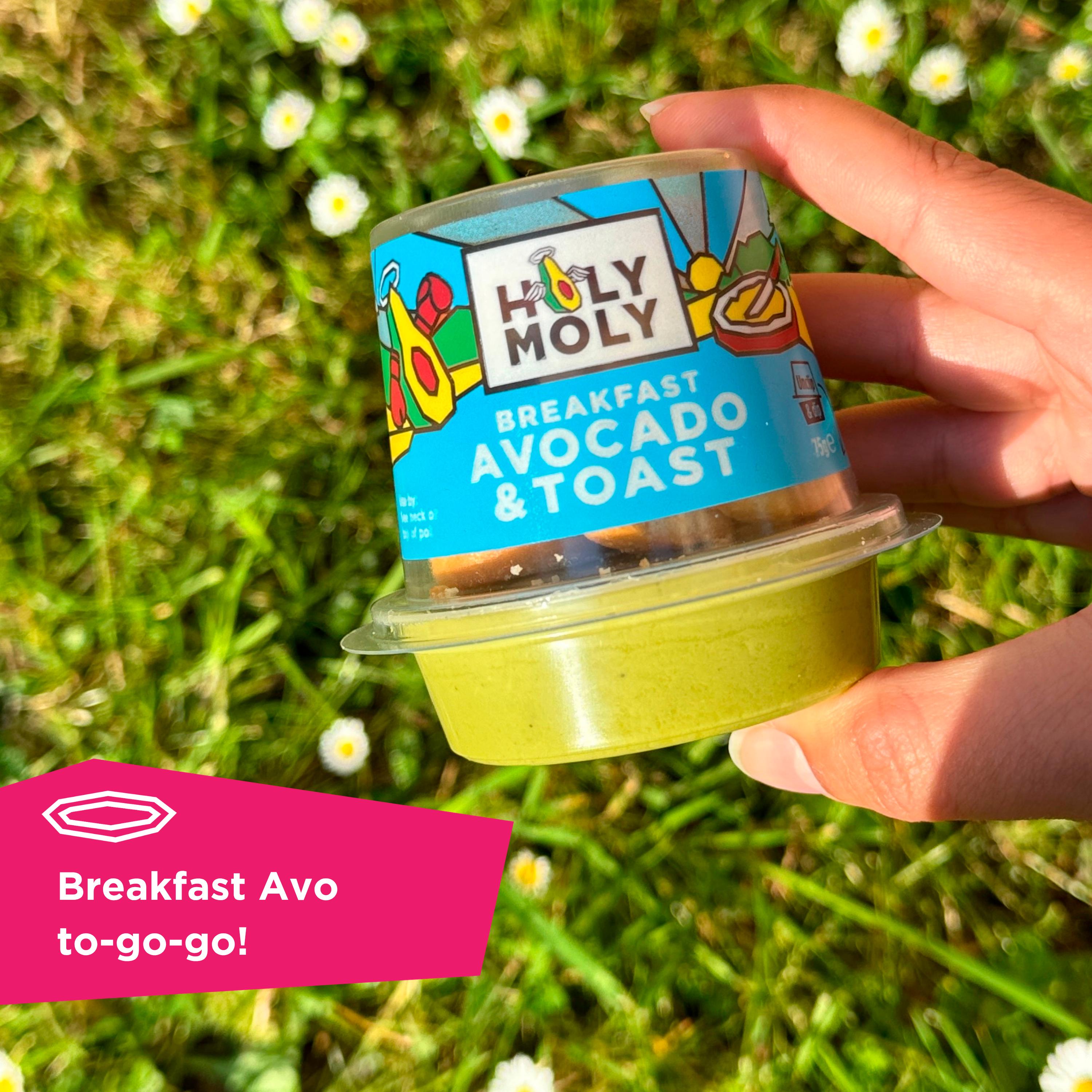 Holy Moly breakfast avocado dip with toast 75g, UK version