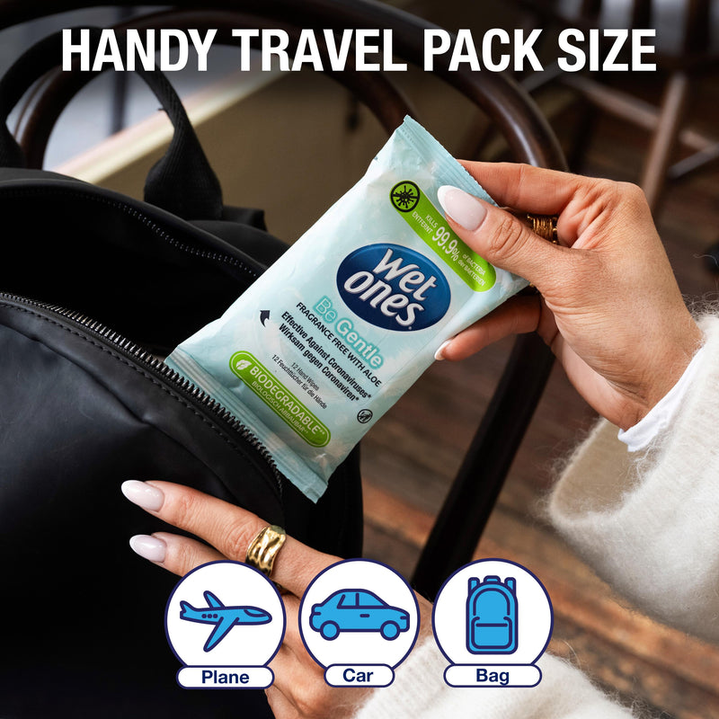 Wet Ones antibacterial wipes fragrance free with aloe x12 (British brand)
