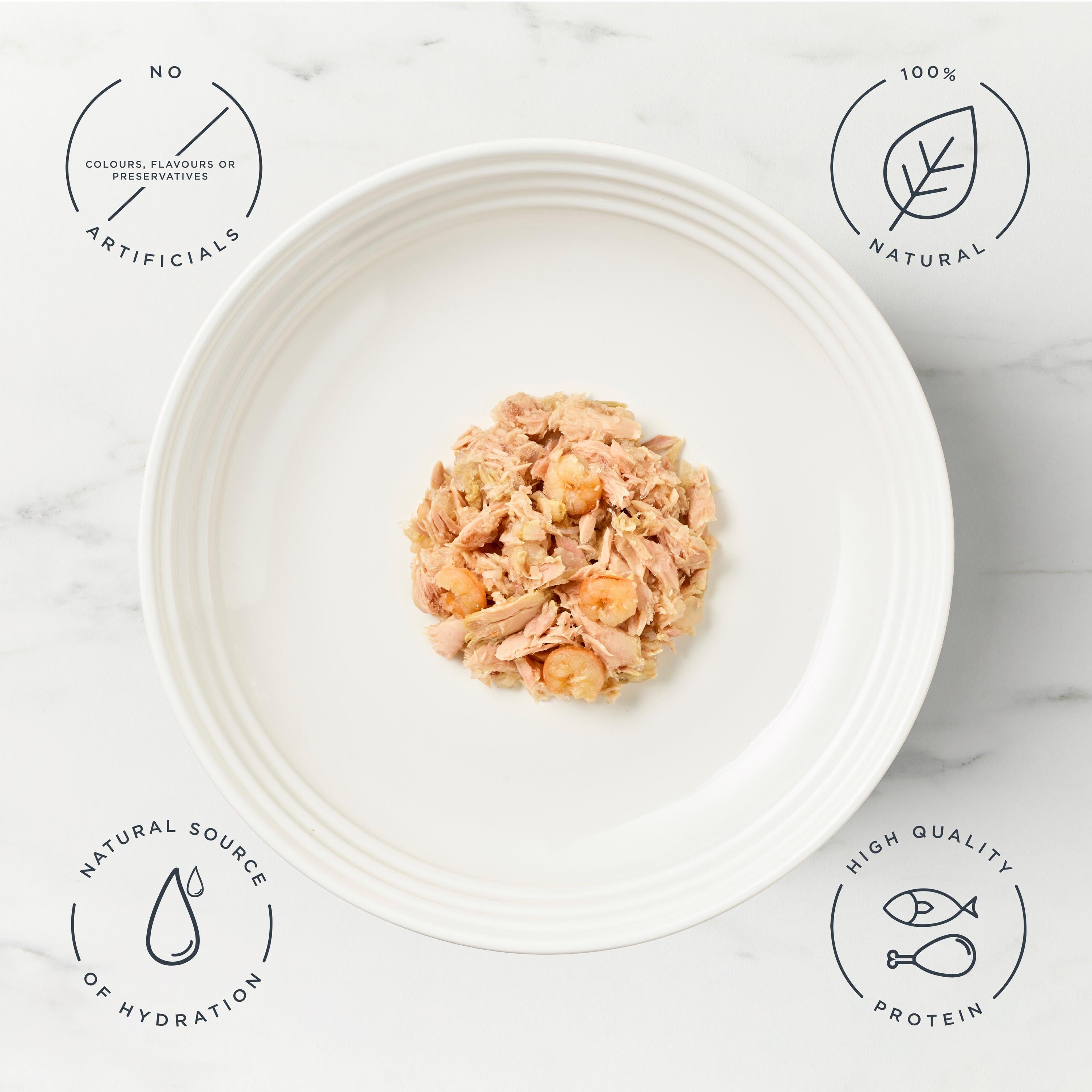 Encore Tuna Prawn cat food 70g, imported from the UK