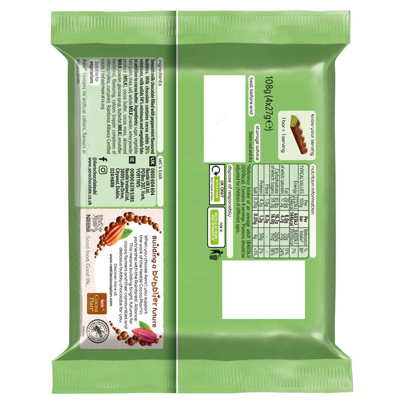 Aero peppermint chocolate bars multipack 4x27g, UK version