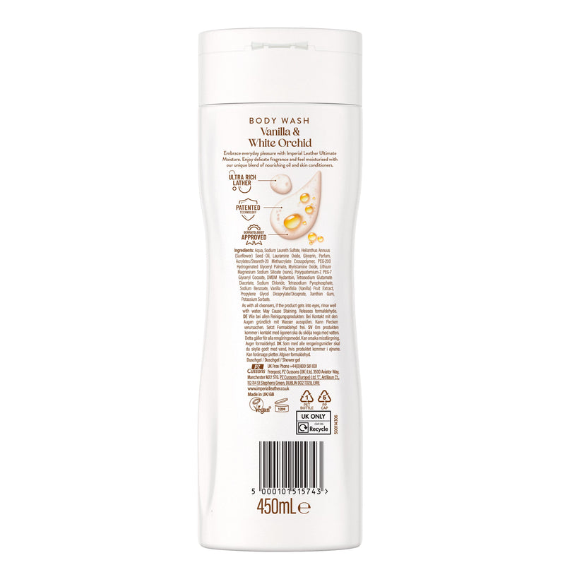 Imperial Leather Ultimate Moisture vanilla orchid body wash 450ml, imported from the UK