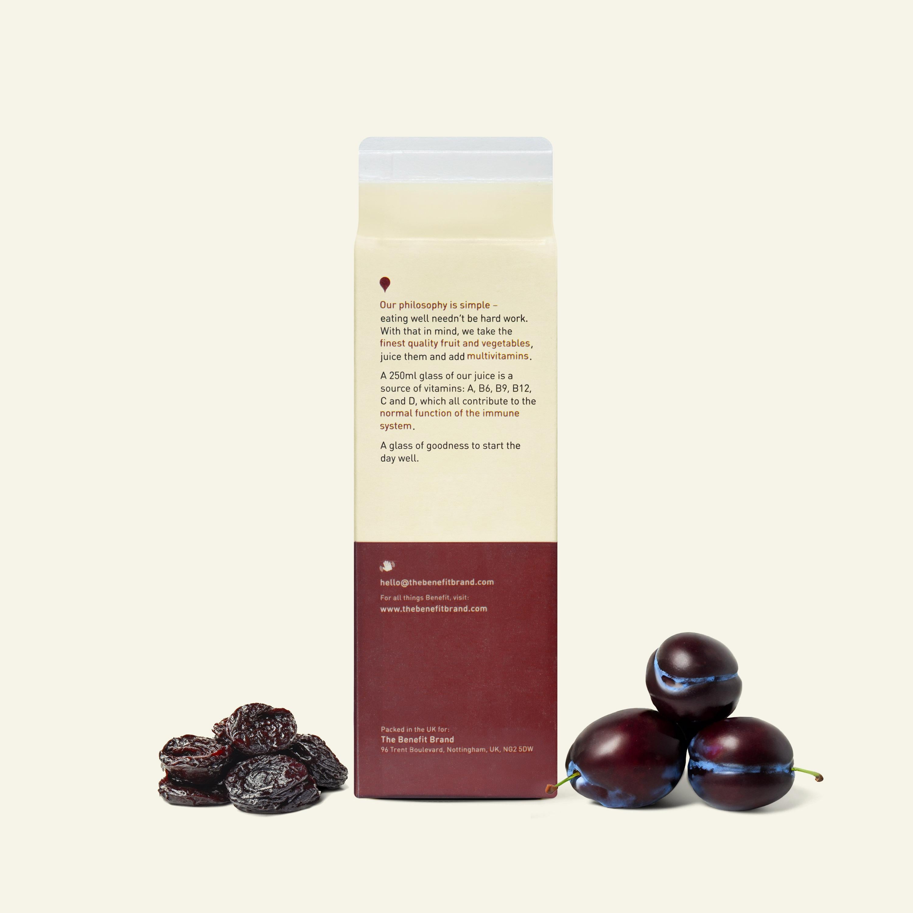 Benefit prune juice with vitamins 1 Litre - British product