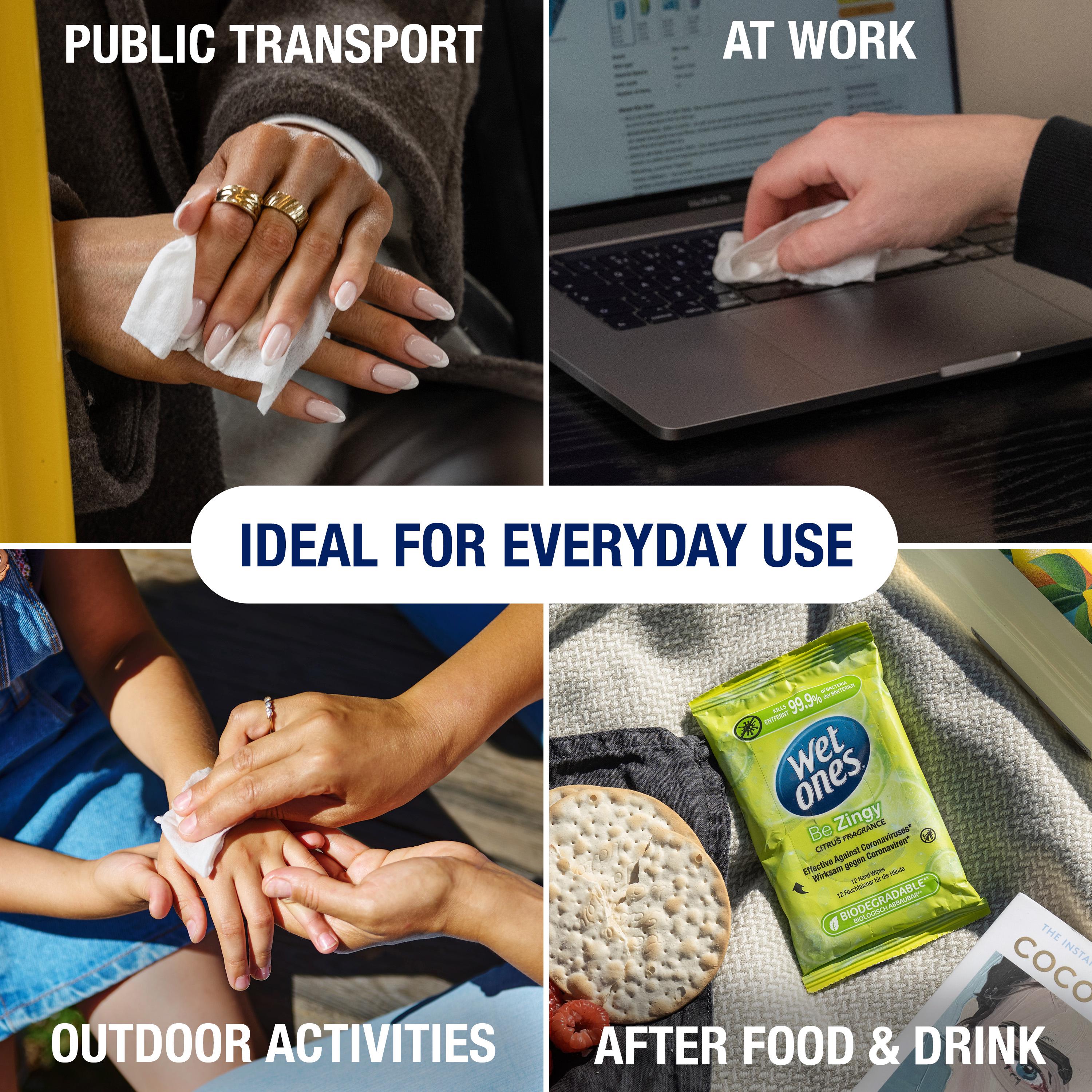 Wet Ones Zingy antibacterial hand wipes 12 wipes, UK version