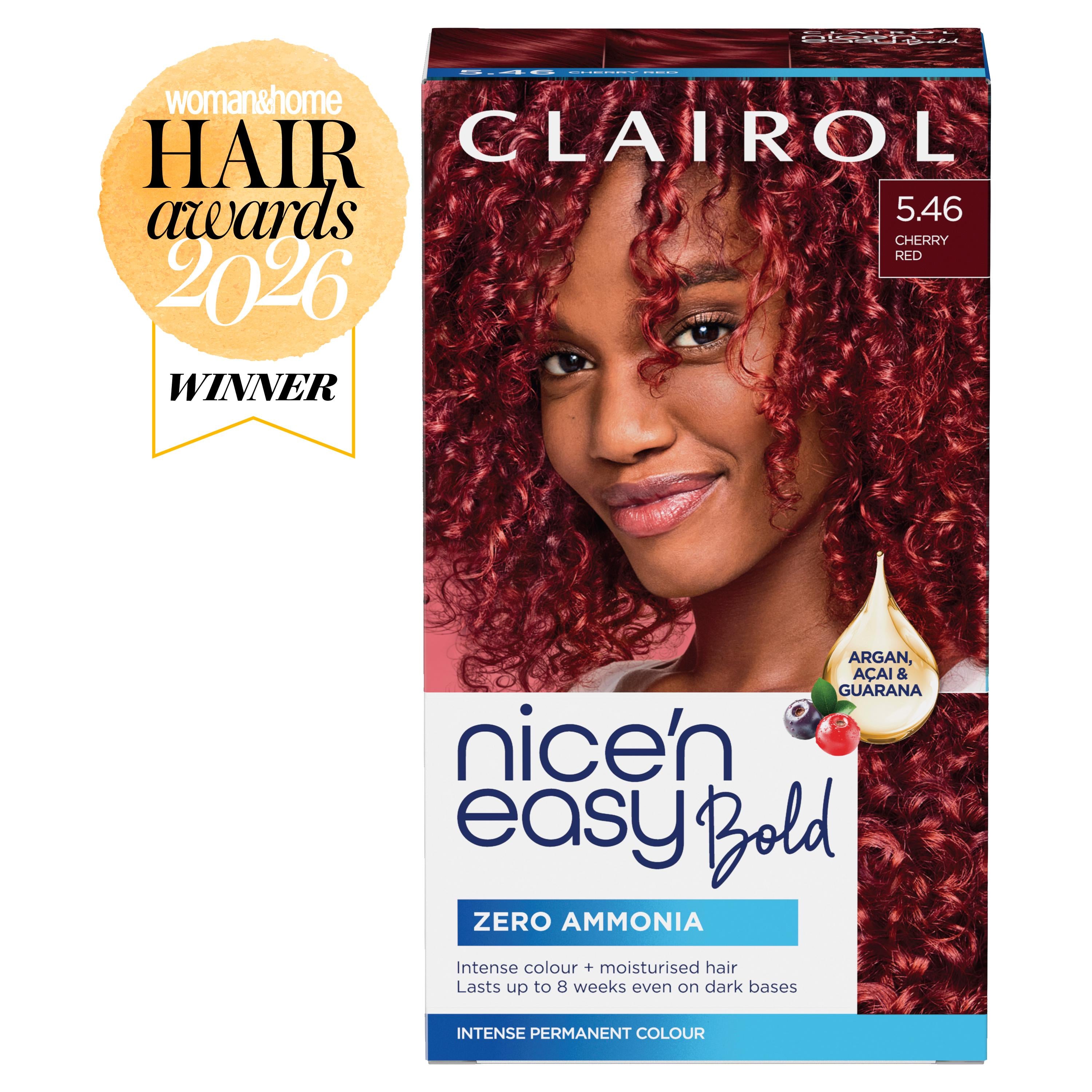 Clairol Nice'N Easy Bold Cherry Red hair dye, imported from the UK