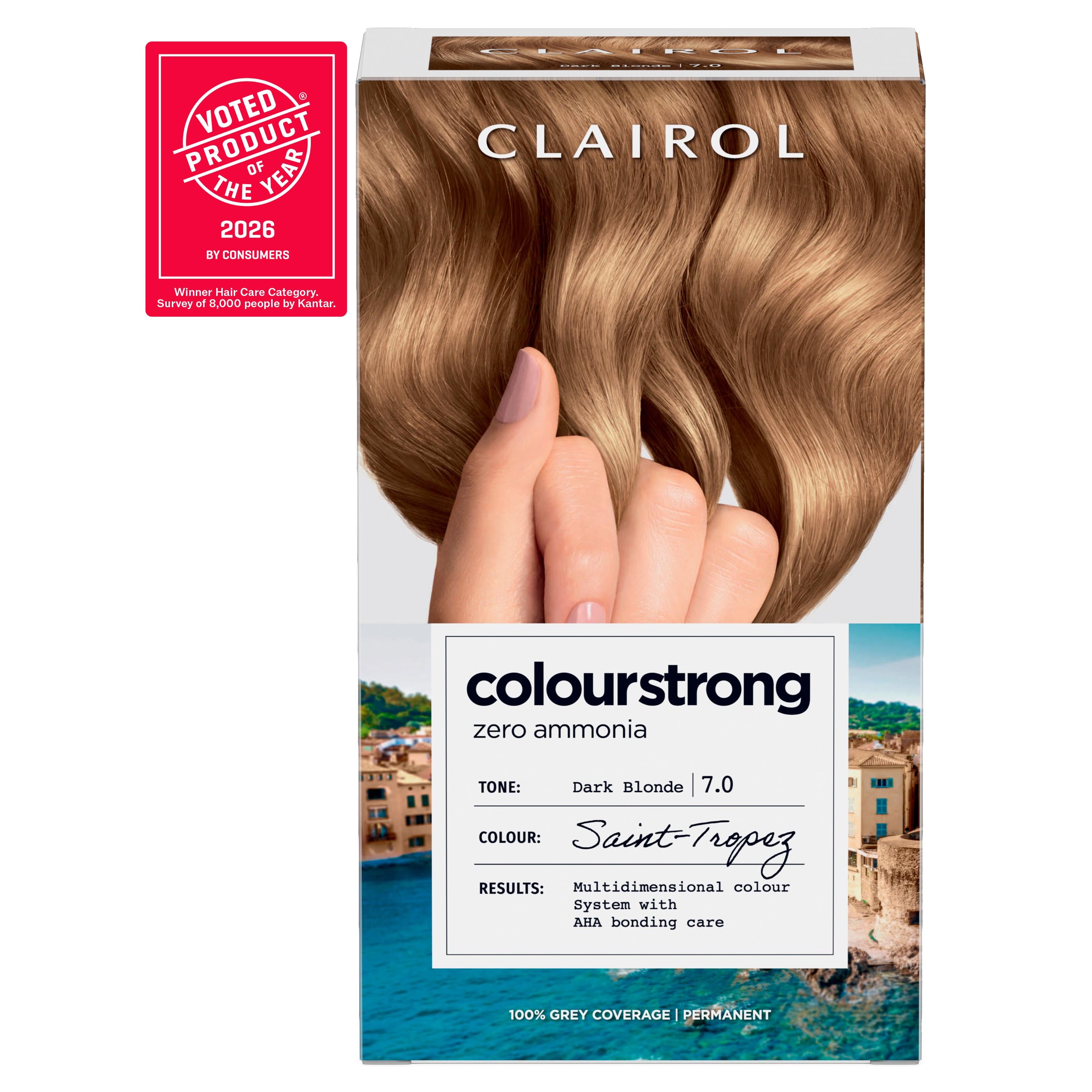 Clairol Colour Strong Dark Blonde 7.0 permanent hair dye - British product