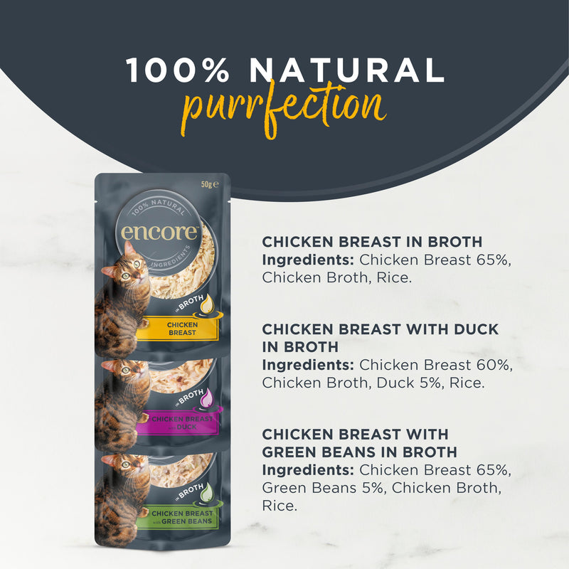 Encore Chicken Selection natural cat food pouches 5x50g - British product
