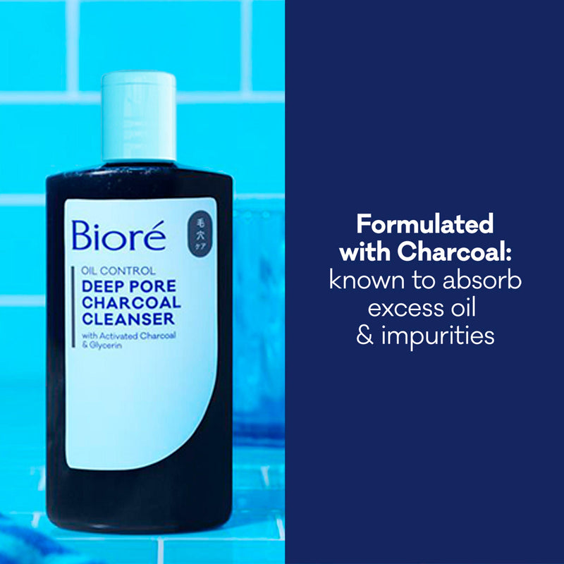 Bioré Deep Pore Charcoal Cleanser 200ml, imported from the UK